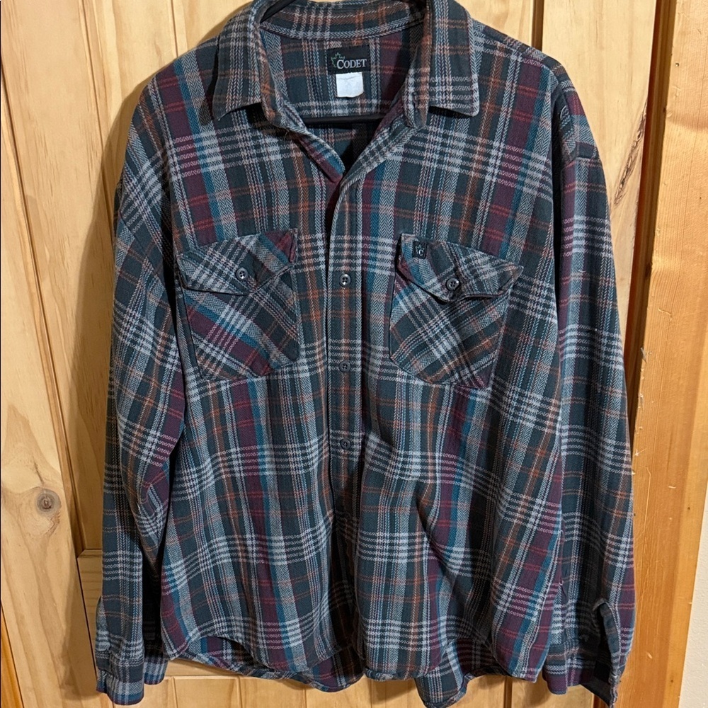 CODET  Men's Plaid Flannel Shirt Jacket - Blue and Red